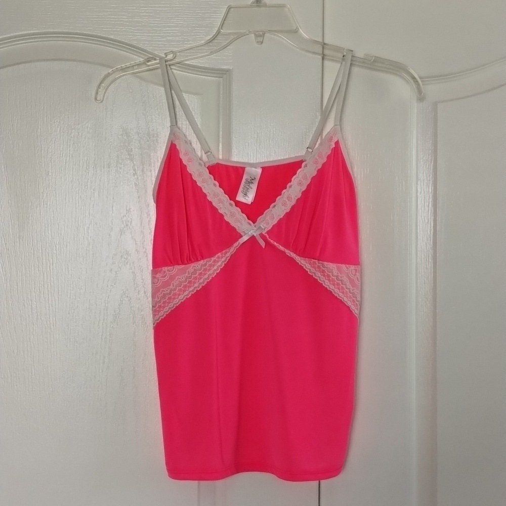 Midnight Coco hot pink lace slip cami top size XL